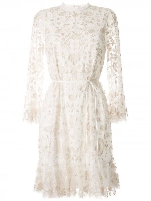 Декорированное платье с длинными рукавами Needle & Thread. Цвет: белый