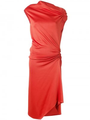 Платье миди со сборками Narciso Rodriguez. Цвет: оранжевый