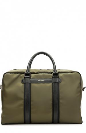 Дорожная сумка Mediterraneo с отделкой из натуральной кожи Dolce & Gabbana. Цвет: хаки
