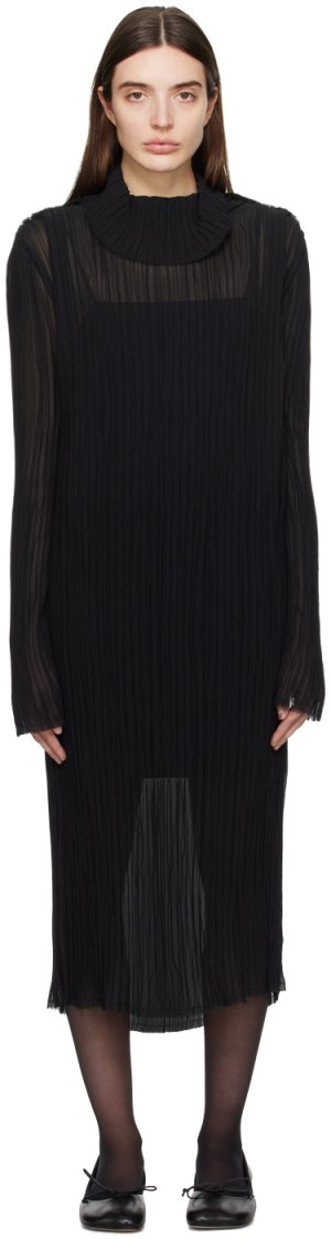 Черное прозрачное платье-миди Mm6 Maison Margiela