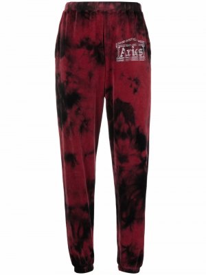 Бархатные спортивные брюки с принтом тай-дай Aries. Цвет: красный