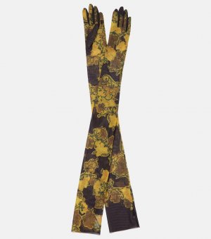 Перчатки из цветочной сетки, коричневый Dries Van Noten