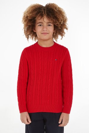 Детский свитер косой вязки Red Essential , красный Tommy Hilfiger