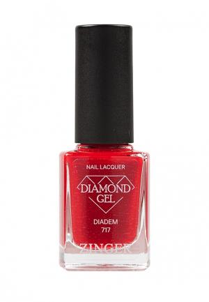 Лак для ногтей Zinger DIAMOND GEL. Цвет: красный
