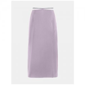 Атласная юбка миди с узким поясом, цвет сиреневый, размер M Lichi
