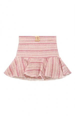 Хлопковая юбка Balmain. Цвет: розовый