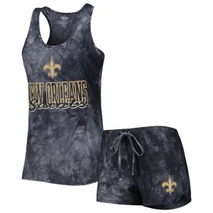 Женский комплект для сна, темно-серый спортивный костюм New Orleans Saints Billboard с круглым вырезом, майка-борцовка и шорты Unbranded