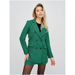 Костюм , жакет и шорты, повседневный стиль, полуприлегающий силуэт, размер 44, зеленый Olya Stoforandova. Цвет: зеленый