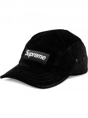 Бархатная кепка Supreme. Цвет: черный