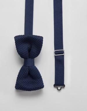 Темно-синий трикотажный галстук-бабочка Twisted Tailor