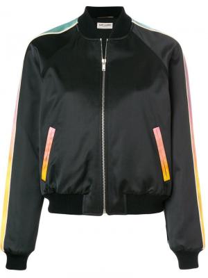 Куртка-бомбер с пантерой Saint Laurent. Цвет: черный