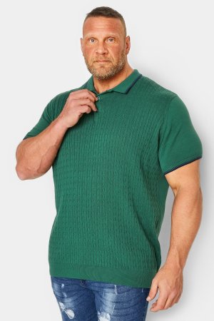Трикотажная рубашка-поло с рюшами , зеленый BadRhino Big & Tall
