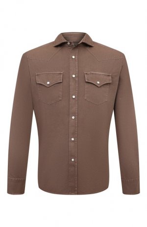 Джинсовая рубашка Brunello Cucinelli. Цвет: коричневый