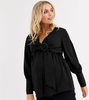 Черная блузка с поясом -Черный Topshop Maternity