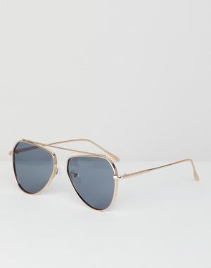 Золотистые солнцезащитные очки-авиаторы -Золотой River Island