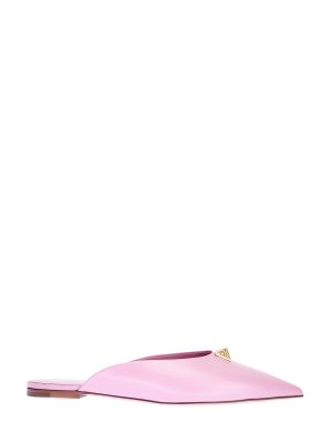 Кожаные мюли Roman Stud с литым декором VALENTINO GARAVANI. Цвет: розовый