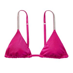 Топ бикини Victoria's Secret Swim Shine Strap Triangle, малиновый Victoria's. Цвет: розовый