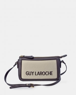 Маленькая комбинированная сумка через плечо из ткани и двухцветной кожи бежевого коричневого цветов , мультиколор Guy Laroche