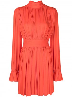 Платье с высоким воротником Herve L. Leroux. Цвет: оранжевый