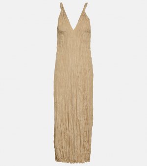 Платье-комбинация из мятого шелка TOTEME, бежевый Totême