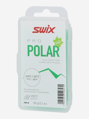 Мазь скольжения твердая PS Polar, -14°C/-32°C, 60 г, Зеленый Swix. Цвет: зеленый