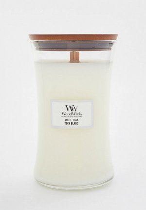 Свеча ароматическая Woodwick большая, Белый тик, 610 г. Цвет: белый