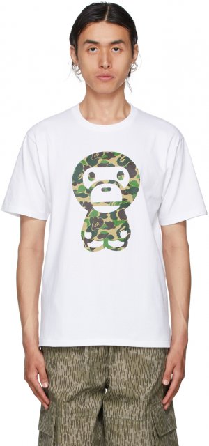 White & Green ABC Camo Big Baby Milo T-Shirt BAPE. Цвет: whxgr
