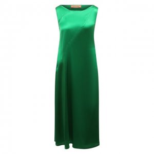 Шелковое платье Yves Salomon. Цвет: зелёный