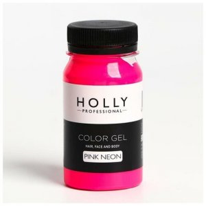 Декоративный гель для волос, лица и тела COLOR GEL Holly Professional, Pink Neon, 100 мл RECOM