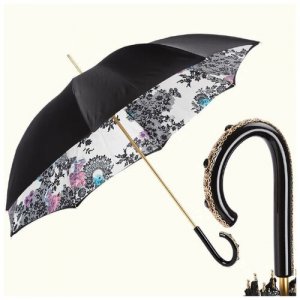 Зонт-трость Pasotti 5W013-9 C49 Beautiful Lady (Зонты) ( Италия). Цвет: черный/бежевый