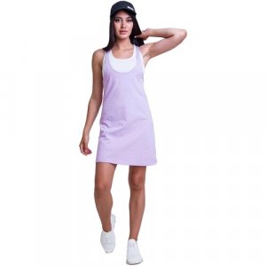 Платье, хлопок, повседневное, полуприлегающее, до колена, размер 42, фиолетовый Emotion Day. Цвет: сиреневый/фиолетовый