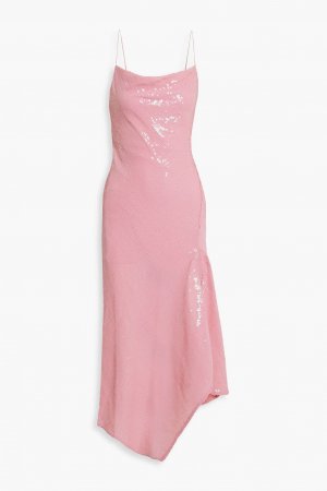 Платье миди из шифона асимметричного кроя Harmony с пайетками, розовый Alice + Olivia