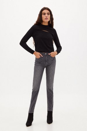 Эмилия. Узкие блестящие джинсы , серый Hoss Intropia