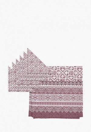 Набор кухонного текстиля Унисон скатерть 145х220 см + салфетки 6 шт. 32х32. Цвет: розовый