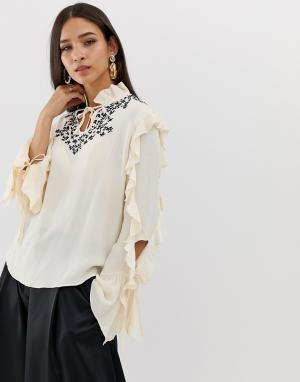 Блузка с вышивкой и оборками Alba-Белый Millie Mackintosh