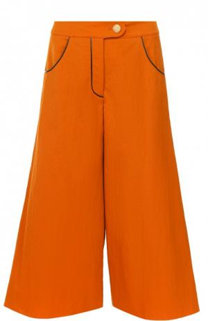 Укороченные расклешенные брюки с контрастной отделкой Walk of Shame. Цвет: оранжевый