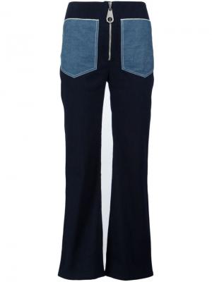 Саржевые расклешенные брюки Edun. Цвет: синий
