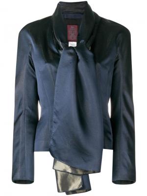 Облегающий пиджак с шарфом завязкой на горловине John Galliano Vintage. Цвет: синий
