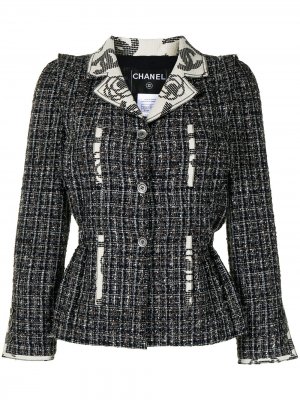 Твидовый пиджак Camélia 2006-го года с узором Chanel Pre-Owned. Цвет: черный