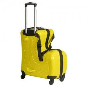 Чемодан детский легкий из ABS пластика FUSION 40 литров / - каталка самокат пластиковый с выдвижной ручкой и вращением колес. Цвет: желтый