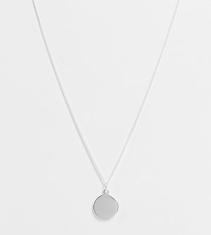 Ожерелье из стерлингового серебра с минималистичной подвеской-диском -Серебряный ASOS DESIGN