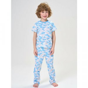 Пижама, размер 92, серый, голубой КотМарКот. Цвет: серый/белый/голубой