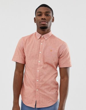 Узкая фактурная рубашка с короткими рукавами Steen-Оранжевый Farah