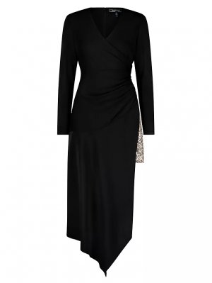 Асимметричное платье-миди с пайетками Bcbgmaxazria, черный BCBGMAXAZRIA