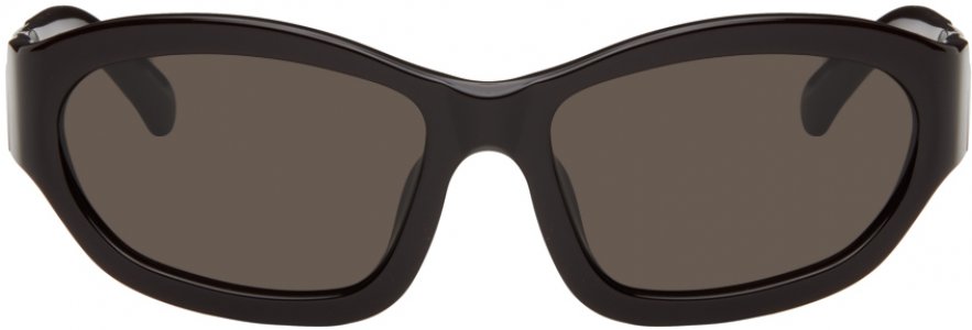 Коричневые солнцезащитные очки Linda Farrow Edition Goggle , цвет Dark brown/Silver/Brown Dries Van Noten