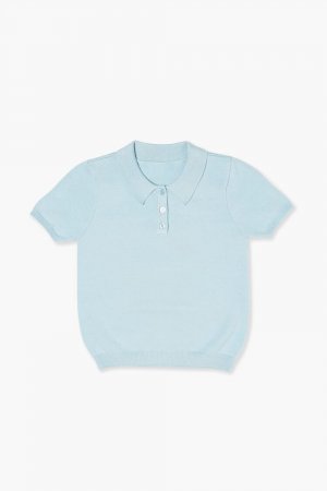 Свитер-рубашка-поло для девочек , синий Forever 21
