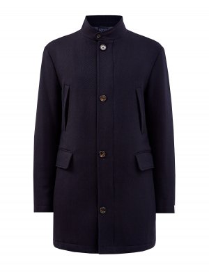 Шерстяное пальто оттенка индиго в классическом стиле ELEVENTY. Цвет: синий
