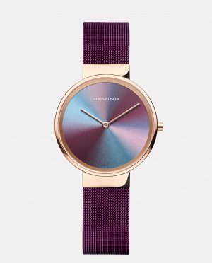 Anniversary3 Женские часы с фиолетовой стальной сеткой , фиолетовый Bering