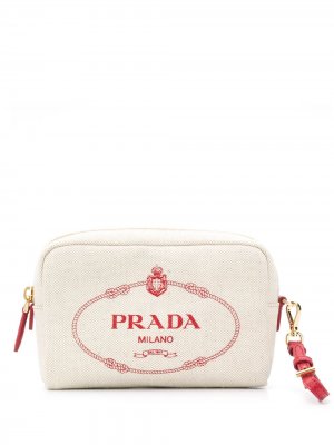 Косметичка с логотипом Prada. Цвет: нейтральные цвета