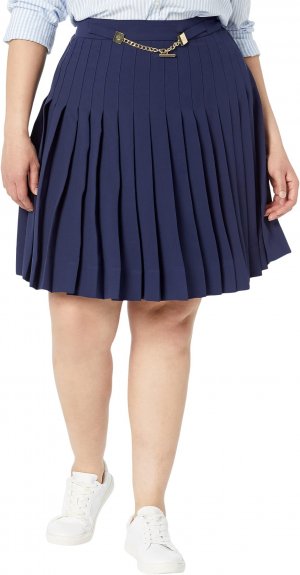 Плиссированная юбка из жоржета больших размеров LAUREN Ralph Lauren, цвет French Navy